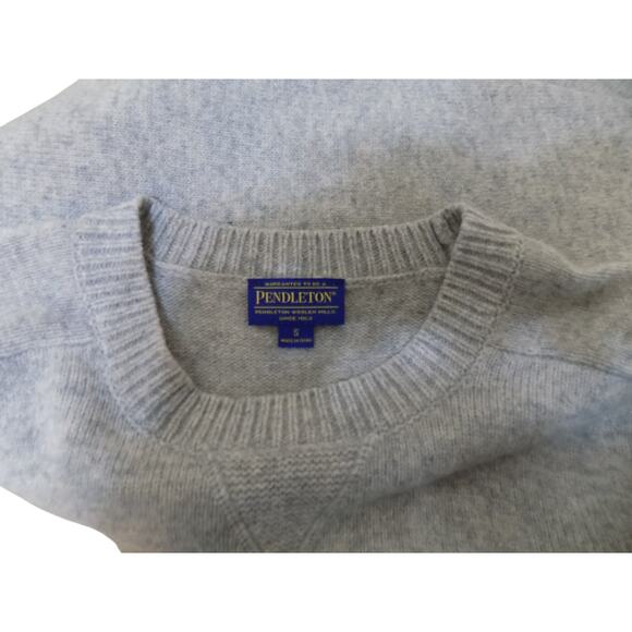 Pendleton Lambswool Sweater S Women Gray Office Workwear Elbow Patches Casual - Picture 3 of 7